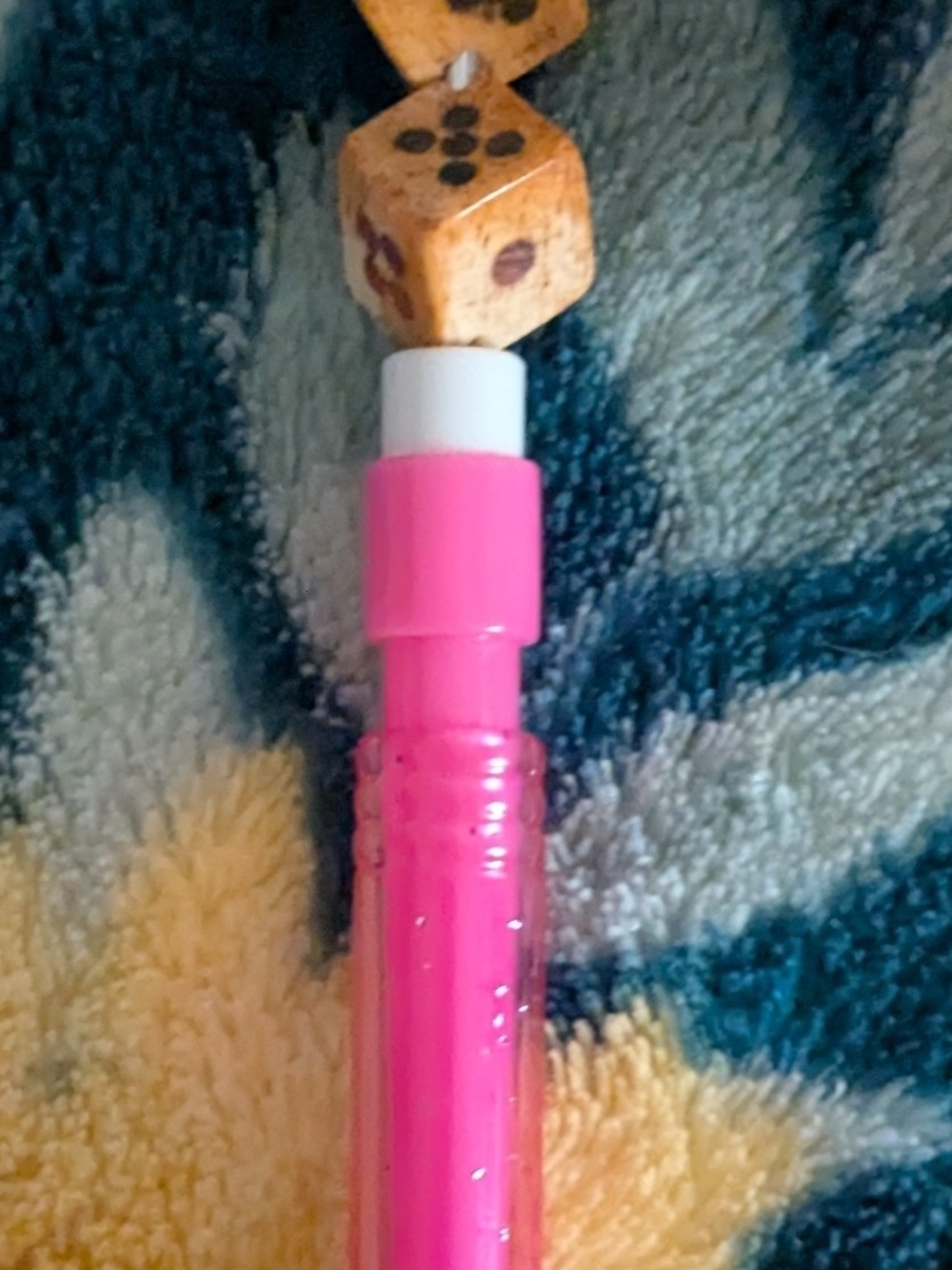 Handmade With Dice Beads Bright Pink Mechanical Pencil for Home Office
